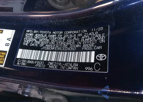 2024 Toyota Corolla Hybrid Le from USA, damaged, VIN JTDBCMFEXRJ024050